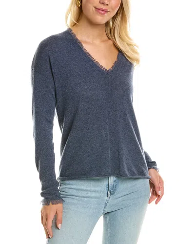 Autumn Cashmere Fringe V-neck Cashmere Sweater In Blue