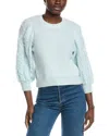 Autumn Cashmere Fringed Cable Puff Sleeve Cashmere Sweater In Green