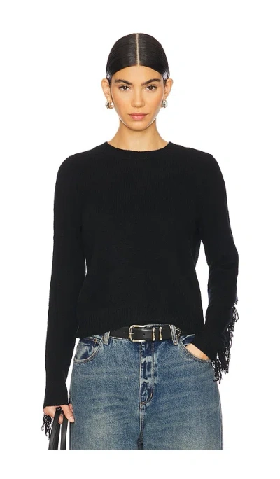 Autumn Cashmere Fringed Crew In Black