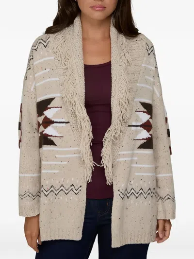 Autumn Cashmere Fringed Shawl-collar Jacket In Multi