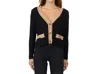 Autumn Cashmere Fringed Trimmed V-neck Jacket In Black Combo In Black