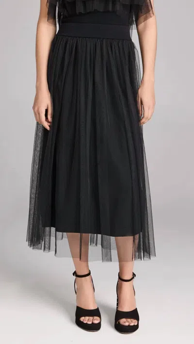 Autumn Cashmere Gathered Skirt With Tulle In Black