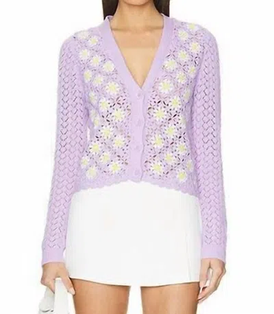 Autumn Cashmere Hand Crochet Daisy Cardigan In Violet In Purple
