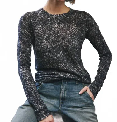 Autumn Cashmere Herringbone Raw Edge Crew Sweater In Neutral Combo In Multi