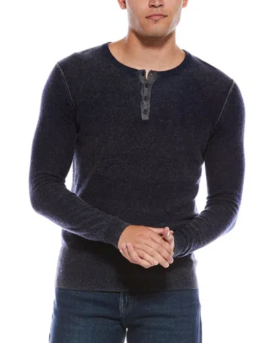 Autumn Cashmere Inked Henley Cashmere Shirt In Blue
