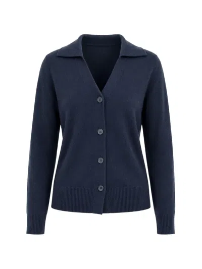 Autumn Cashmere Jonny Collar Cardigan In Blue