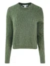 Autumn Cashmere Ladder-stitch Crew-neck Sweater In Green