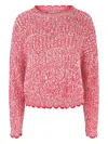 Autumn Cashmere Ladder-stitch Scalloped-trim Sweater In Red