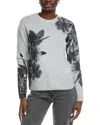 Autumn Cashmere Large Scale Placed Floral Cashmere Sweater In Gray
