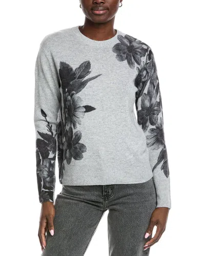 AUTUMN CASHMERE LARGE SCALE PLACED FLORAL CASHMERE SWEATER