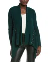 Autumn Cashmere Leather-trim Cashmere & Wool-blend Cardigan In Green