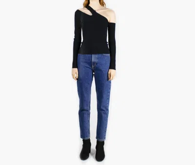 Autumn Cashmere Long Sleeve Slash One Shoulder Top In Black