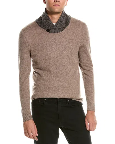 Autumn Cashmere Marled Trim Cashmere Shawl Collar Sweater In Brown