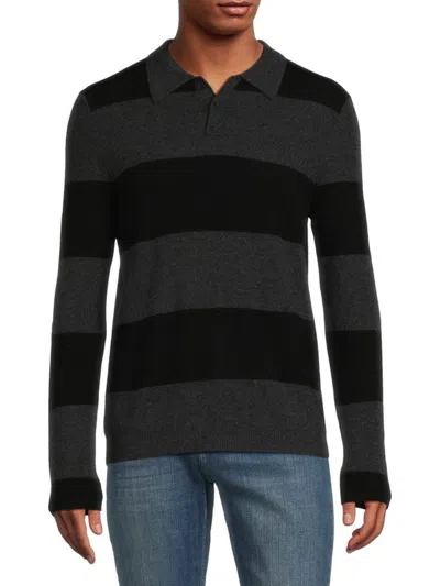 Autumn Cashmere Men's Merino Wool & Cashmere Polo Sweater In Charcoal Black