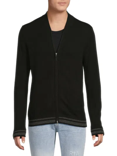 Autumn Cashmere Men's Merino Wool-cashmere Contemporary-fit Bomber Jacket In Black