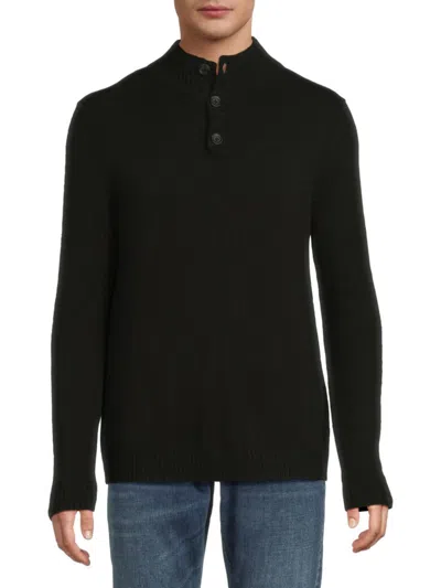 Autumn Cashmere Men's Merino Wool-cashmere Contemporary Fit Sweater In Black