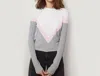 Autumn Cashmere Mesh Color Block Yoke Pullover In Dove In Grey