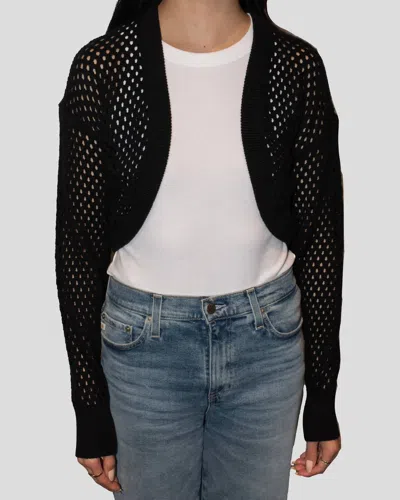 AUTUMN CASHMERE MESH KNIT SHRUG SWEATER IN BLACK