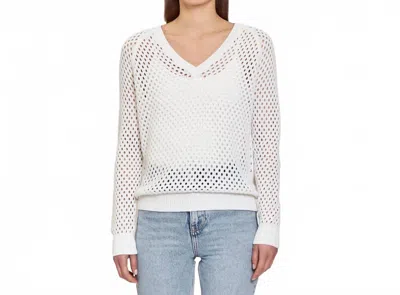Autumn Cashmere Mesh V Neck Sweater In White