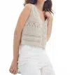 Autumn Cashmere Mixed Stitch Button Front Vest In Hemp In Gold