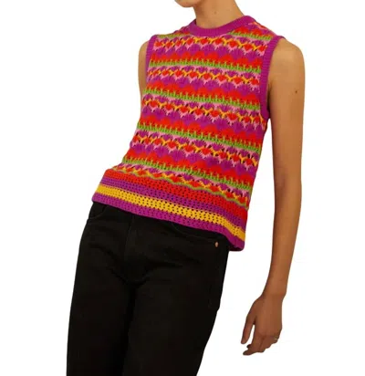 Autumn Cashmere Mixed Stitch Stripe Shell In Fiesta Brights Combo In Multi