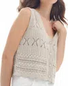 Autumn Cashmere Mixed Stitch Button Front Vest In Hemp In Neutral