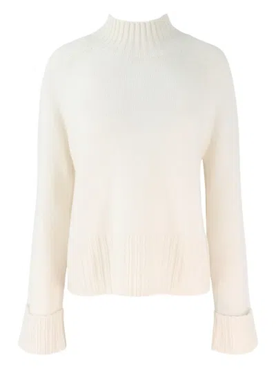Autumn Cashmere Mock-neck Cuffed Sweater In White