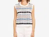 Autumn Cashmere Multi Pointelle Cropped Tabard With Inserts Sweater In Blues Combo In Multi