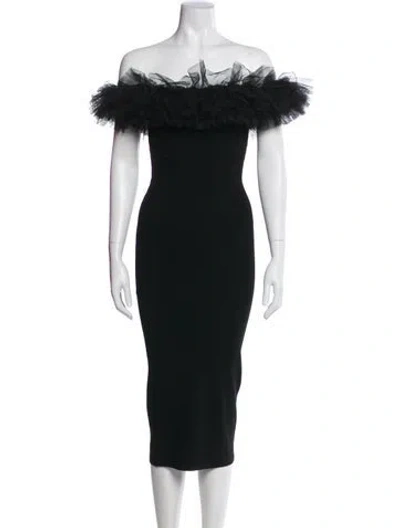 Pre-owned Autumn Cashmere Off-the-shoulder Midi Length Dress In Black