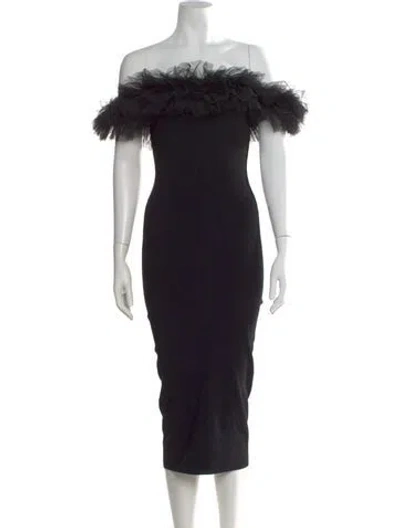 Pre-owned Autumn Cashmere Off-the-shoulder Midi Length Dress In Black