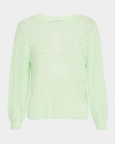 Autumn Cashmere Open Basketweave-stitch Sweater In Pistachio