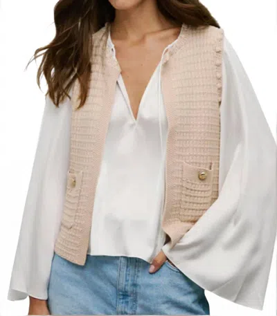 Autumn Cashmere Open Front Texture Vest In Beige In Neutral