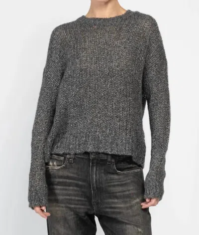 Autumn Cashmere Open Gauge Crew In Graphite In Pink