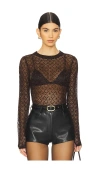 Autumn Cashmere Open Pointelle Crew Neck Tee In Black Magic