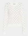 Autumn Cashmere Open-stitch Crewneck Cotton Sweater In Bleach White