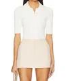Autumn Cashmere Pearl Trimmed Polo Top In Cream In White