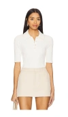 Autumn Cashmere Pearl Trimmed Polo Top In Cream In White