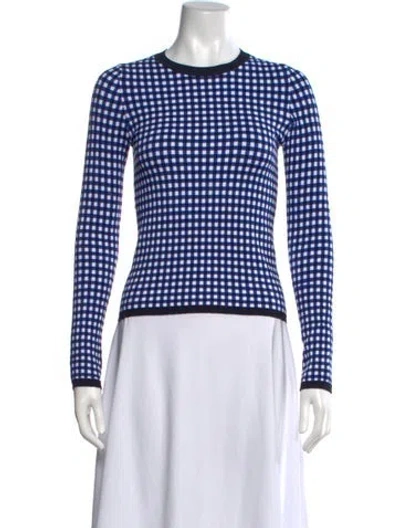 Pre-owned Autumn Cashmere Plaid Print Crew Neck Sweater In Blue