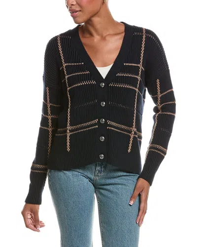 Autumn Cashmere Plaid Shaker Cardigan In White