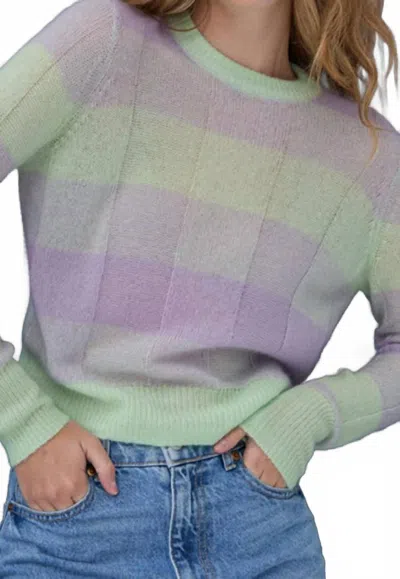 Autumn Cashmere Plaited Panel Rib Crew In Pistachio
