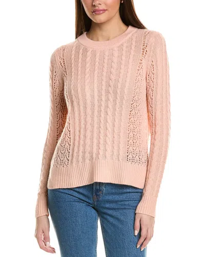 Autumn Cashmere Pointelle & Cable Cashmere Sweater In Pink