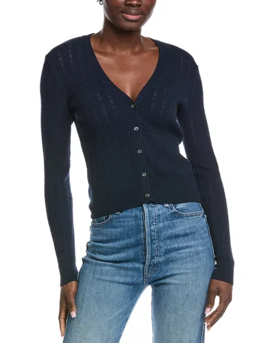 Autumn Cashmere Pointelle Cardigan In Blue