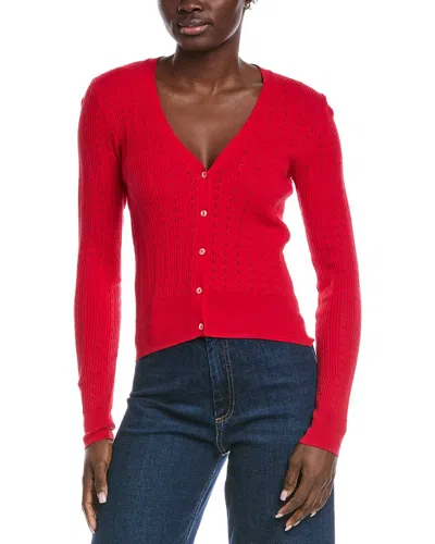 Autumn Cashmere Pointelle Cardigan In Red