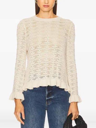 AUTUMN CASHMERE POINTELLE RUFFLE-EDGE SWEATER