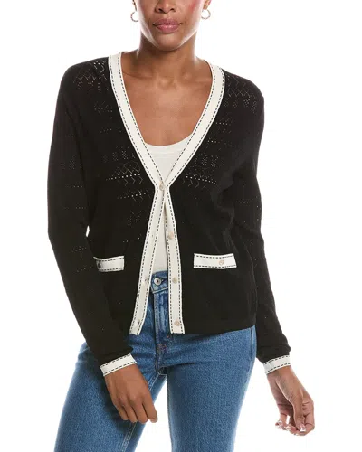 Autumn Cashmere Pointelle V-neck Cardigan In Black