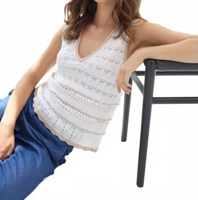 Autumn Cashmere Pointelle Vneck Sweater Tank In Bleach In Multi