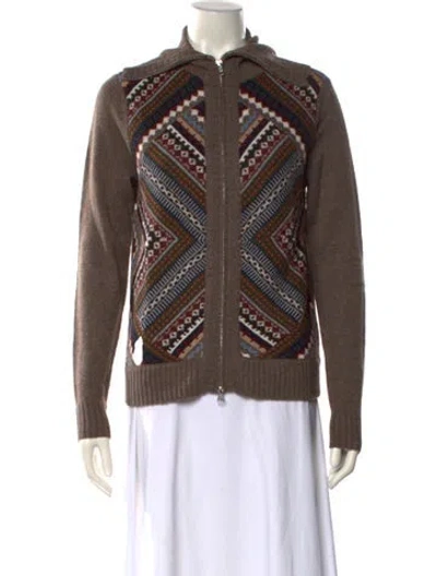 Pre-owned Autumn Cashmere Printed Mock Neck Sweater W/ Tags In Brown