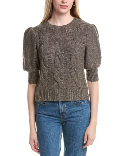 Autumn Cashmere Puff Sleeve Cable Cashmere & Wool-blend Sweater In Gray