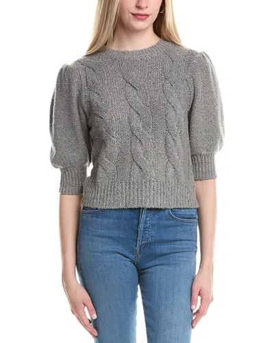 Autumn Cashmere Puff Sleeve Cable Cashmere & Wool-blend Sweater In Gray