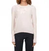 Autumn Cashmere Puff Sleeve Crew With Floral Embroidery Top In Chalk In Neutral
